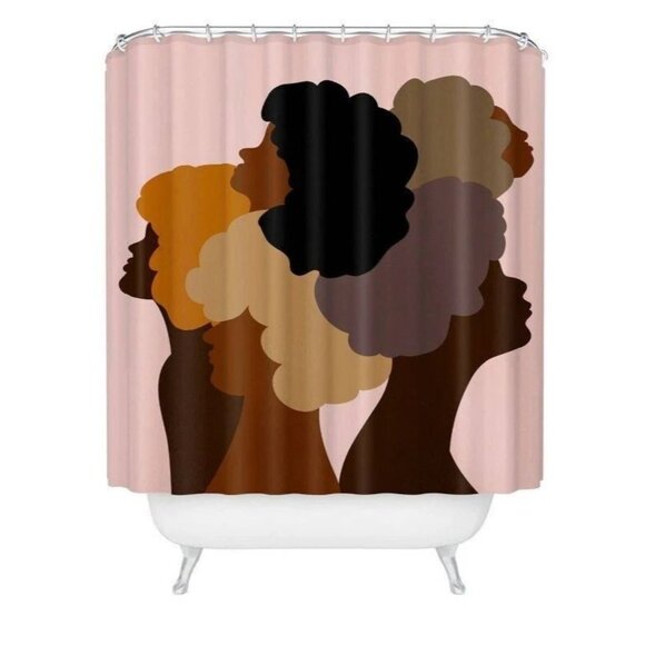 society6 Winston Torr Flawless Women of Color w/ Pink Background Shower Curtain - Picture 3 of 7